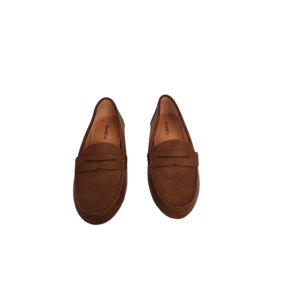 NWOB Style & Co Women's Serafinaa Driver Penny Loafers Brown 6.5